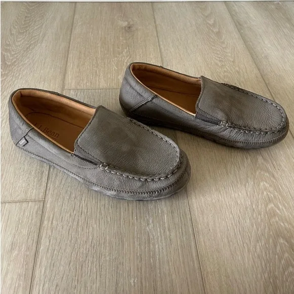 LL Bean Women Grey Tumbled Leather B-Bound Moccasin Loafers 525423 Size 7 Medium - Picture 6 of 12